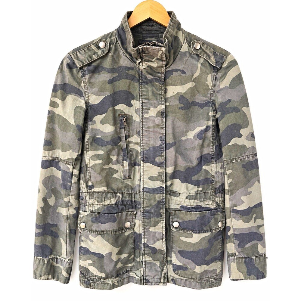 Love Tree Military Jacket Womens S Green Camouflage Zip/Button Front Pockets